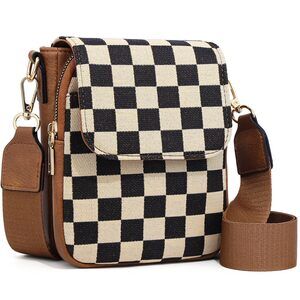 3340 Checkered Sling Bag Plaid Striped Crossbody Bags for Work Shopping